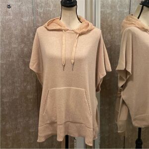 Red Valentino Women's Tan/ pink mesh detailed Hooded Sweater, XS, oversized